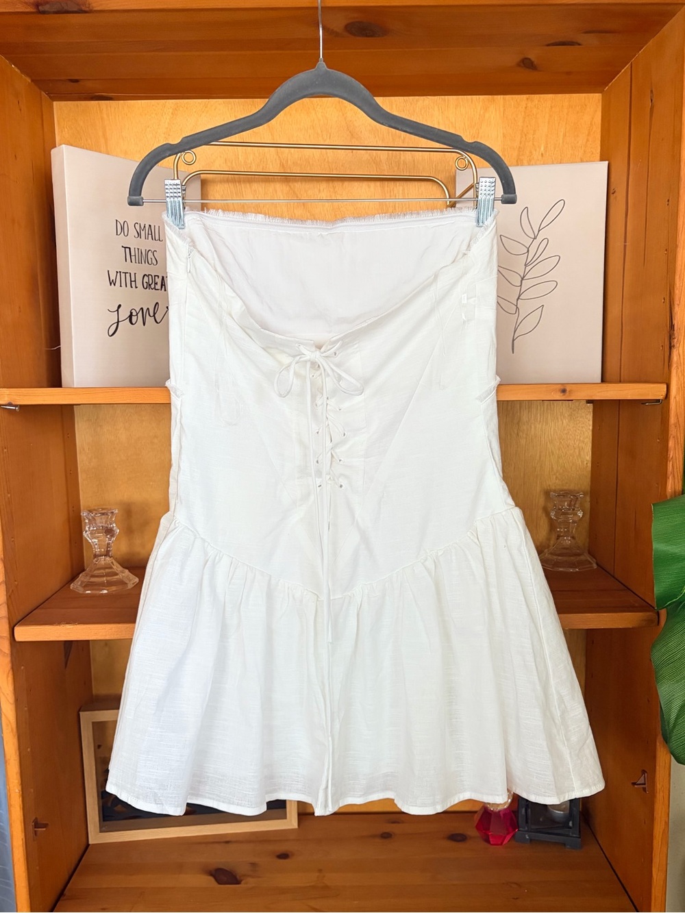 Peppermayo Linen Cotton Strapless Mini Dress Size 6 NWT Coastal chic Bachelorett - Picture 4 of 8